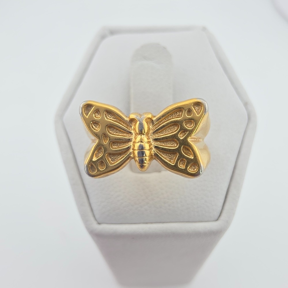 Vintage AVON Butterfly Statement Ring Textured Wings Gold Plate Size 5